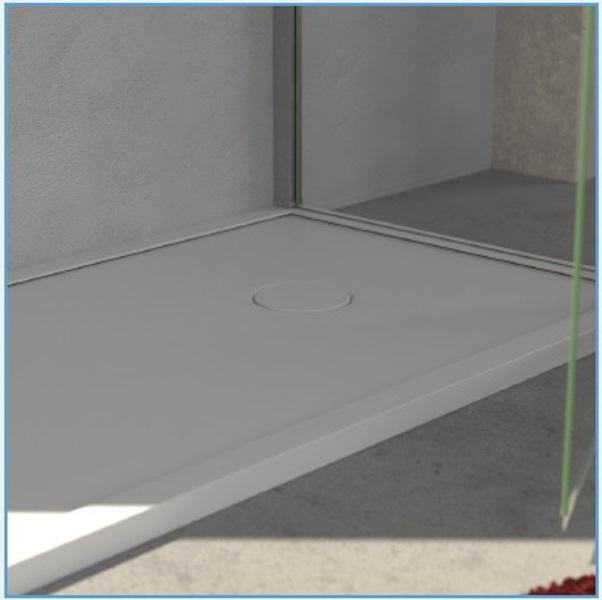Plato de ducha Durstone antideslizante extraplano rectangular blanco