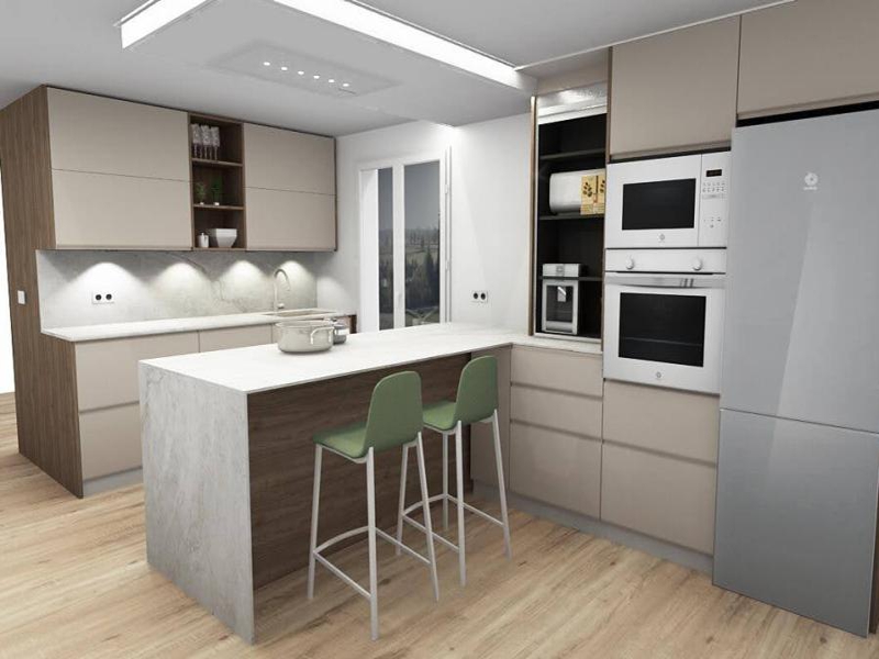 Proyecto 3d cocina abierta al salón